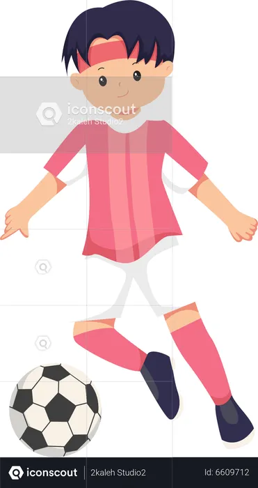 Boy Playing Football  Illustration