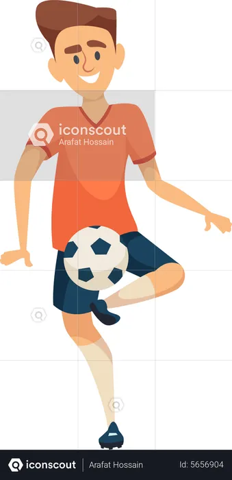 Boy Playing Football  Illustration