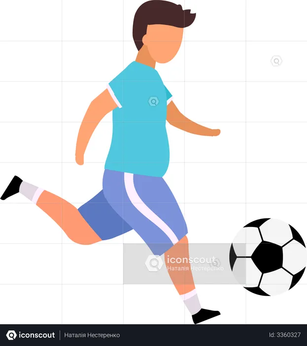 Boy playing football to reduce weight  Illustration