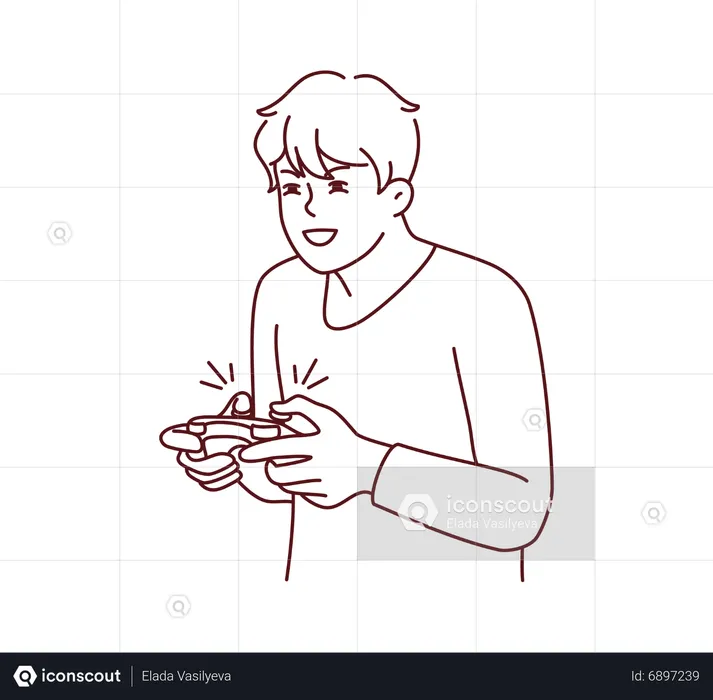 Boy playing game with joystick  Illustration