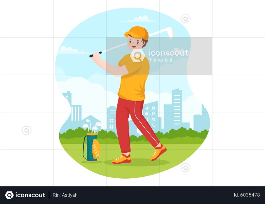 Boy playing golf  Illustration