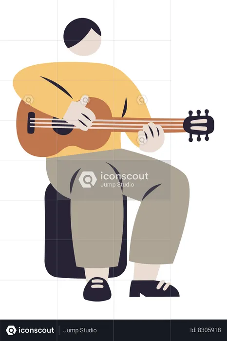 Boy Playing Guitar  Illustration