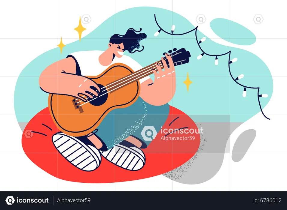 Boy playing guitar  Illustration