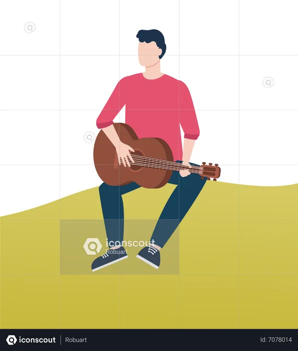 Boy playing guitar  Illustration