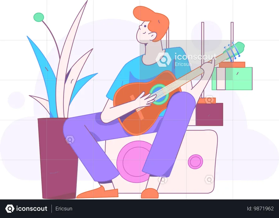 Boy playing guitar  Illustration