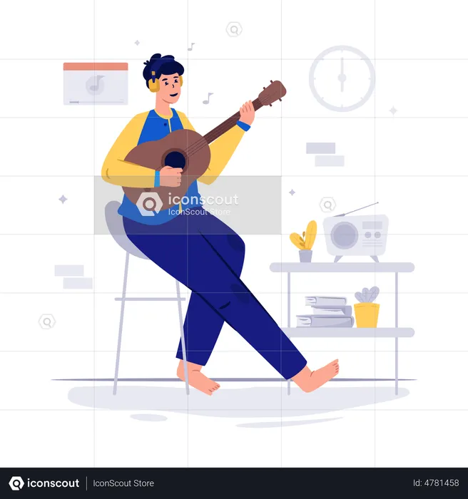 Boy Playing Guitar  Illustration