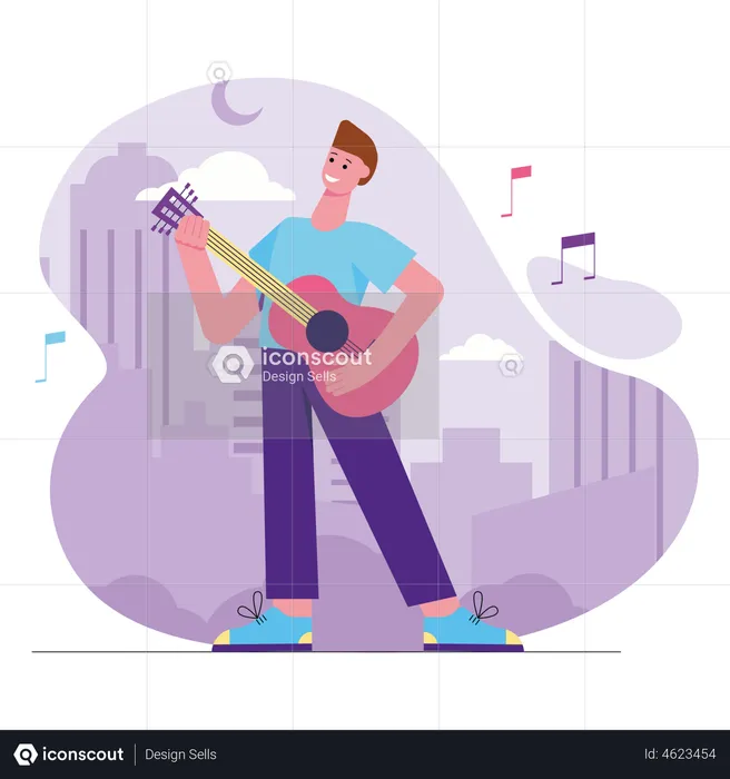 Boy playing guitar  Illustration