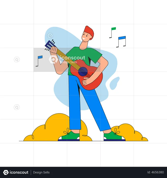 Boy playing guitar  Illustration