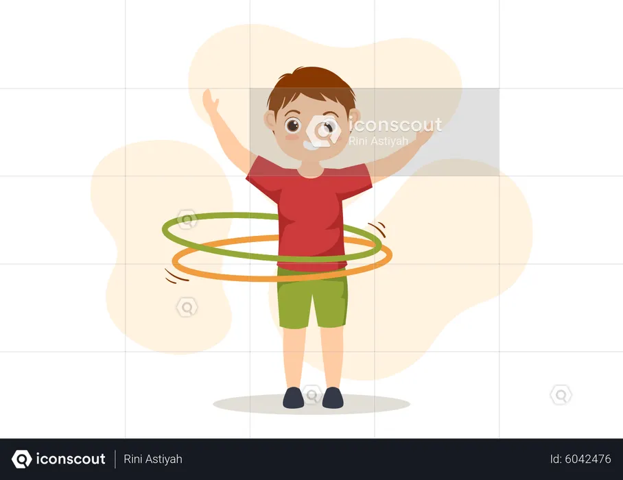 Boy Playing Hula Hoop  Illustration