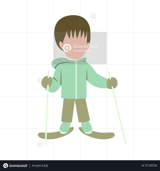 Boy Playing Ice Hockey  Illustration