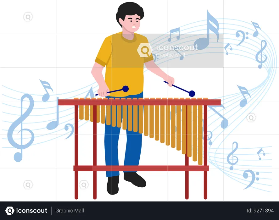 Boy playing Marimba  Illustration