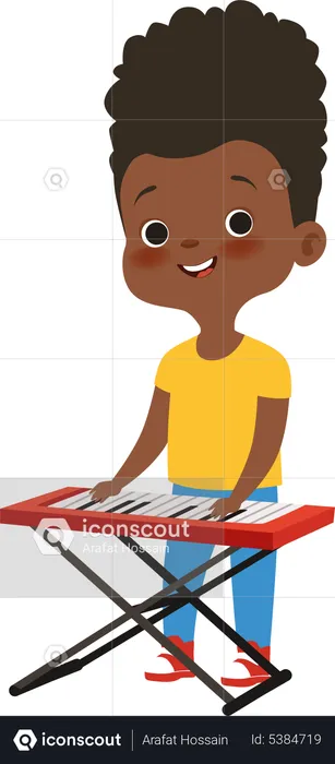 Boy Playing On Synthesizer  Illustration