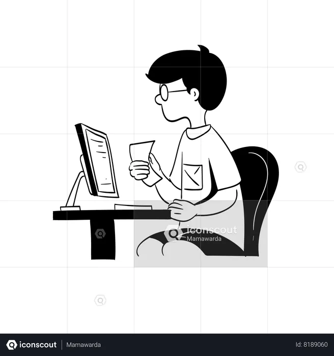 Boy playing online game  Illustration