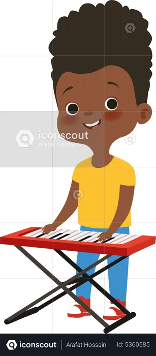 Boy Playing piano  Illustration