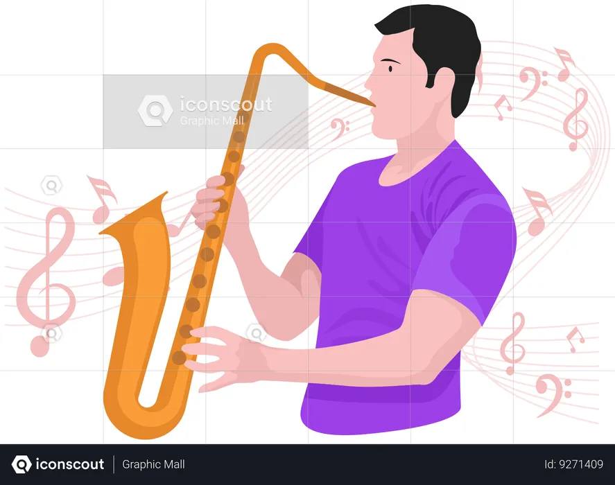 Boy playing Saxophone  Illustration