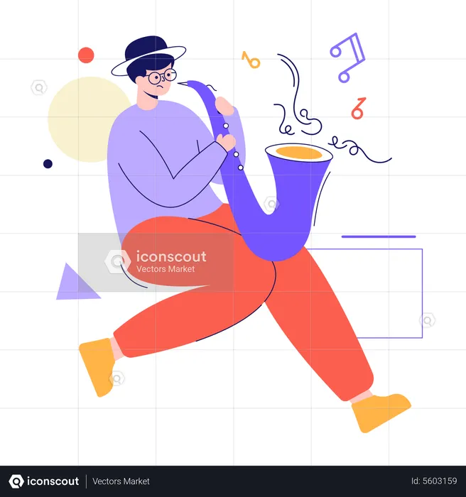 Boy playing saxophone  Illustration