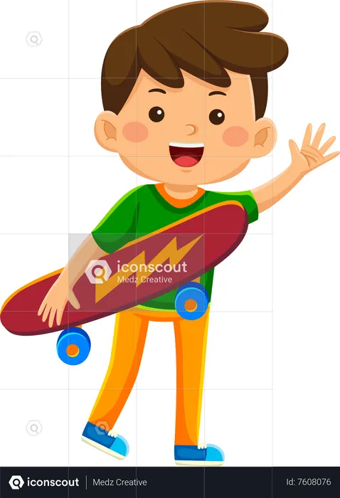 Boy Playing Skateboard  Illustration
