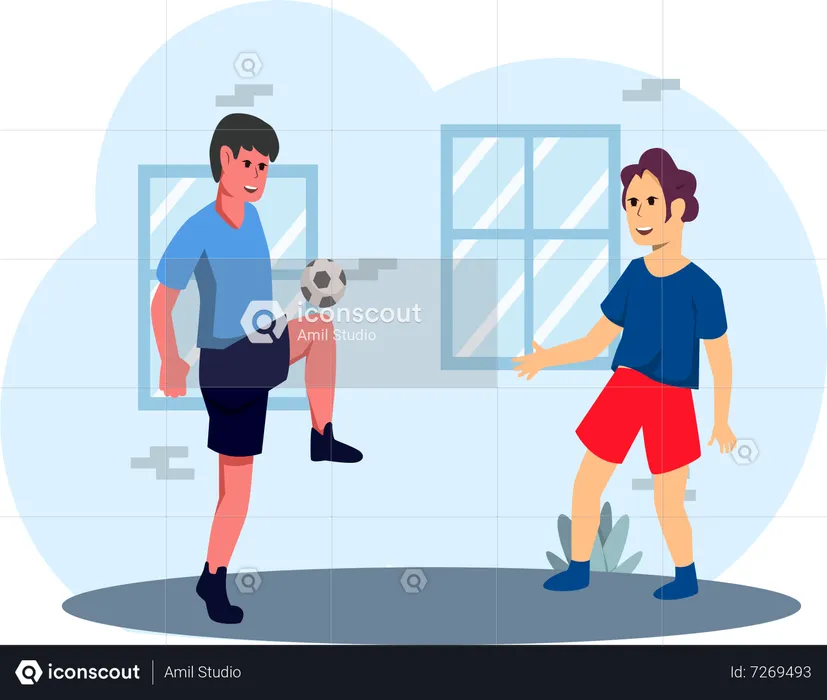 Boy Playing Soccer  Illustration