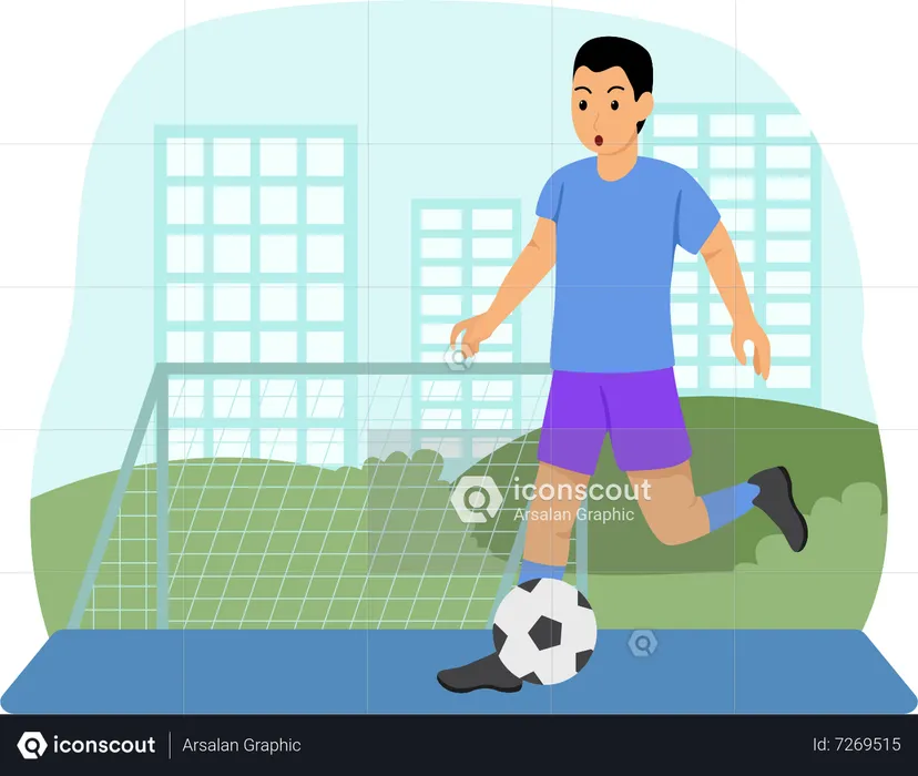 Boy Playing Soccer  Illustration