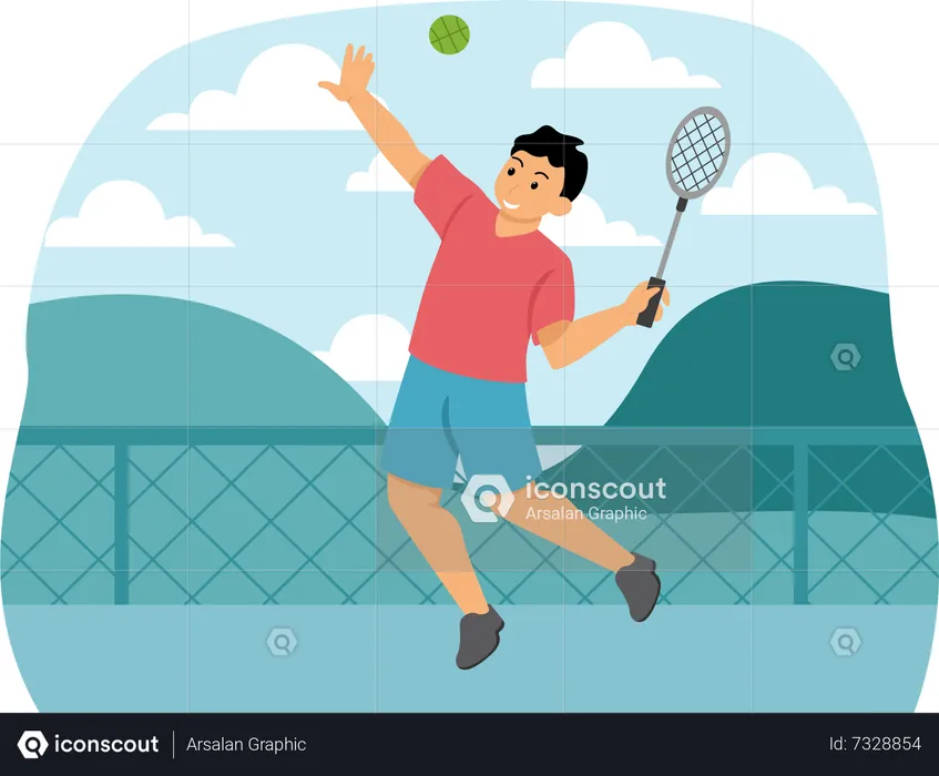 Boy playing tennis  Illustration