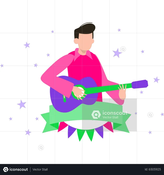 Boy playing the guitar  Illustration