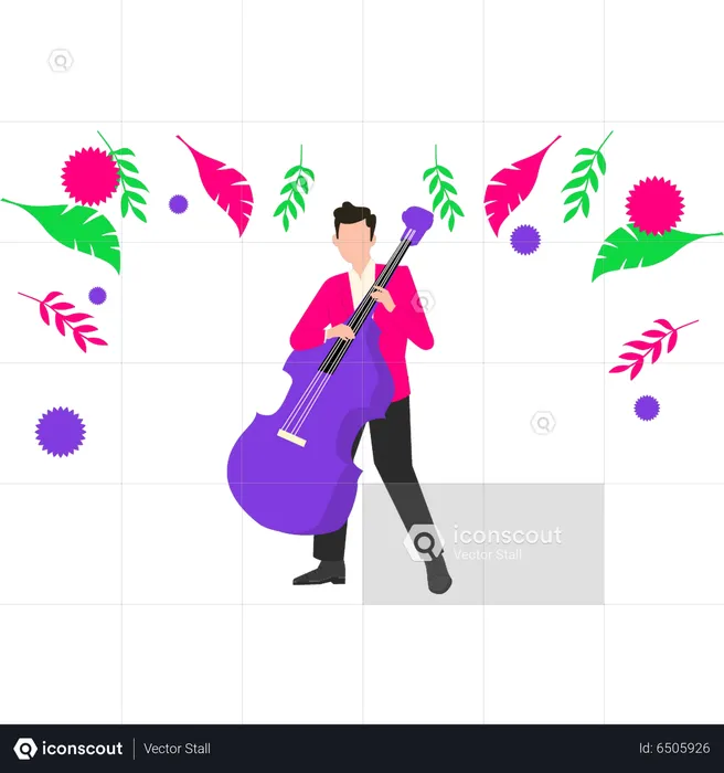 Boy playing the guitar  Illustration