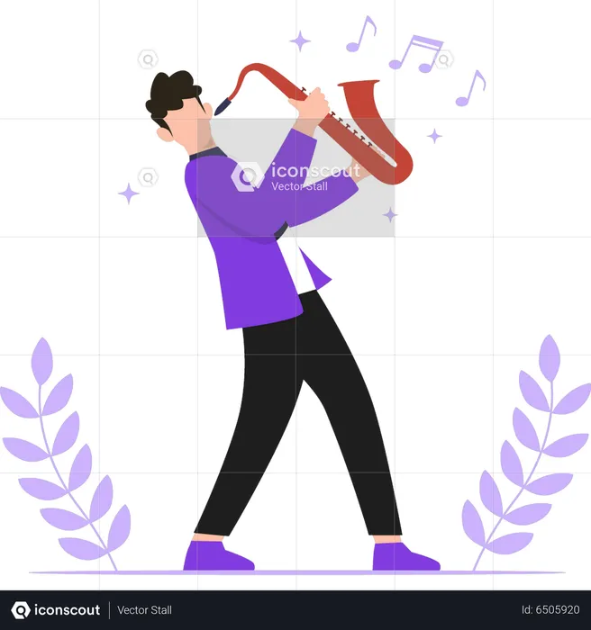 Boy playing trumpet  Illustration