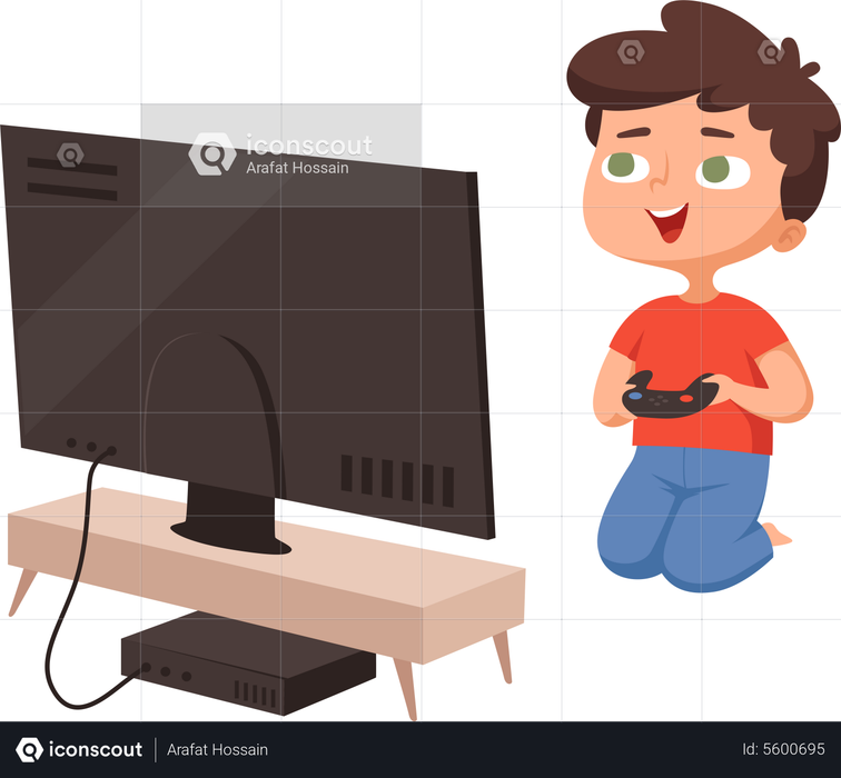 Best Premium Boy playing video game Illustration download in PNG ...