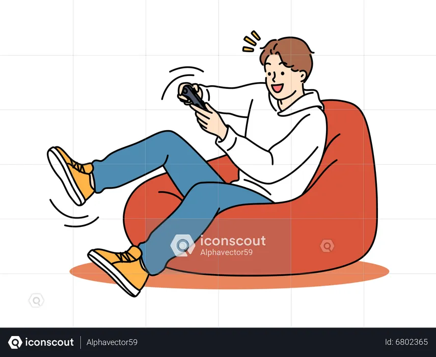 Boy playing video game  Illustration