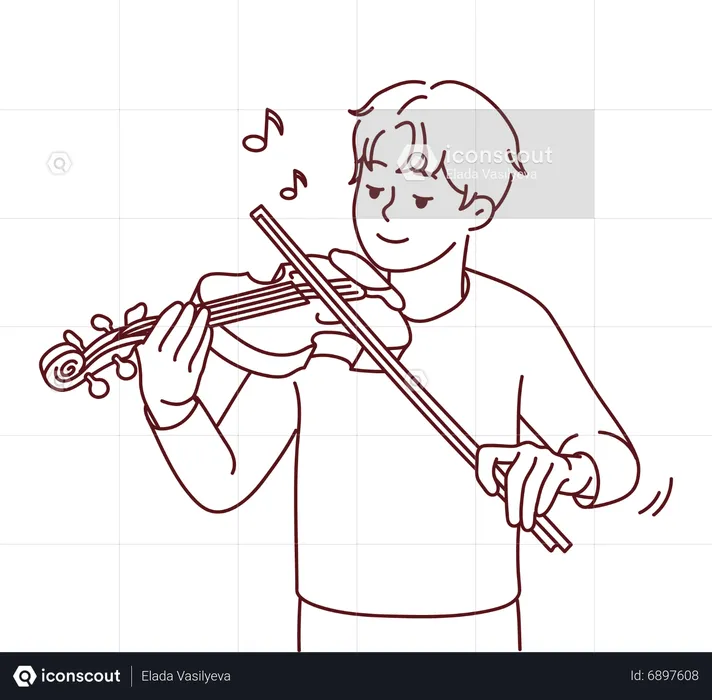 바이올린을 연주하는 소년  일러스트레이션