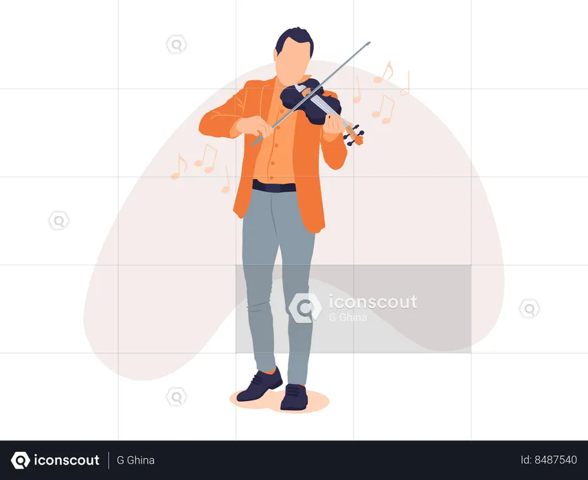 Boy playing violin  Illustration