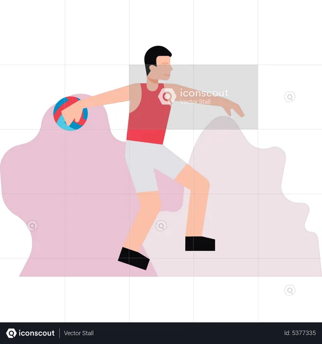 Boy playing volleyball  Illustration