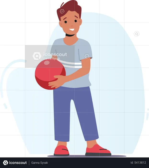 Boy playing with bowling ball  Illustration