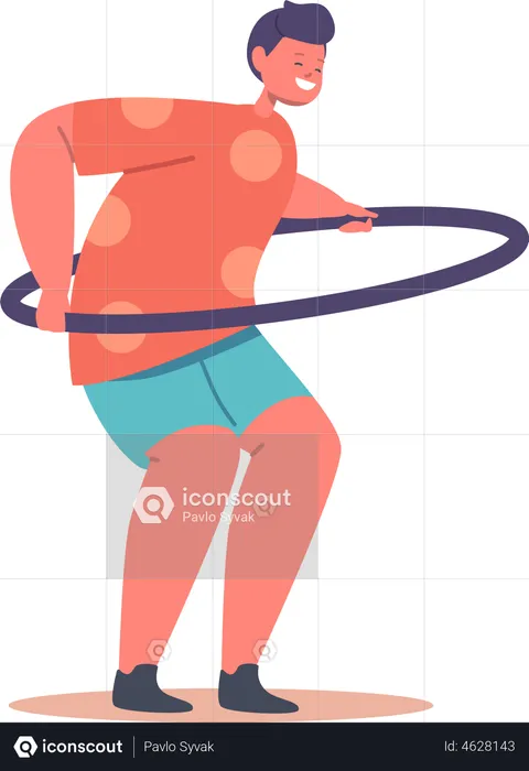 Boy playing with Hula Hoop  Illustration