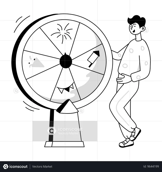 Boy playing with Party wheel  Illustration