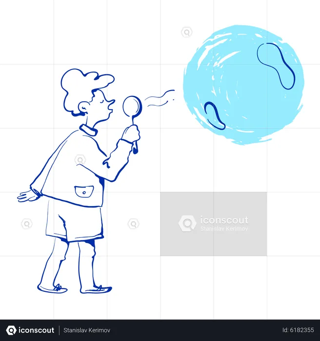 Boy playing with soap bubble  Illustration