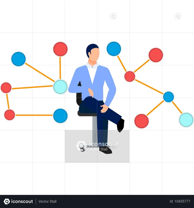 Boy pointing atomic molescule  Illustration