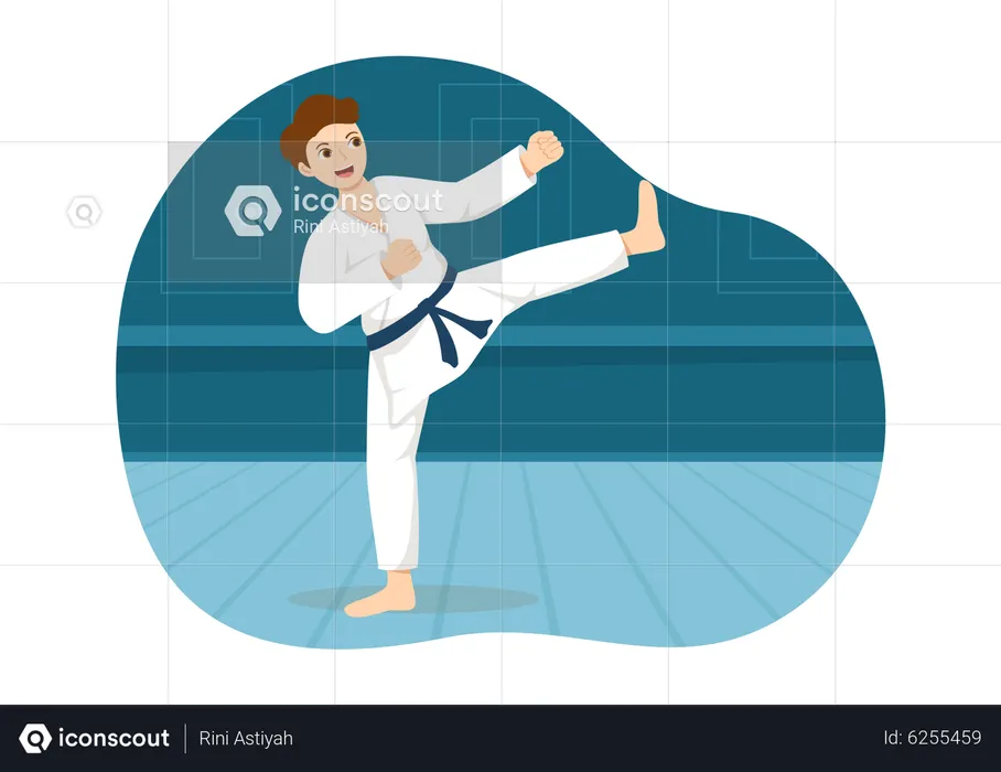 Boy practice karate  Illustration