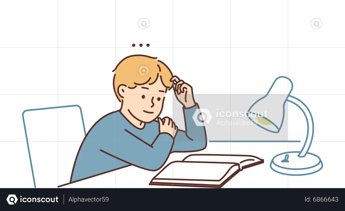 Boy preparing for exam  Illustration