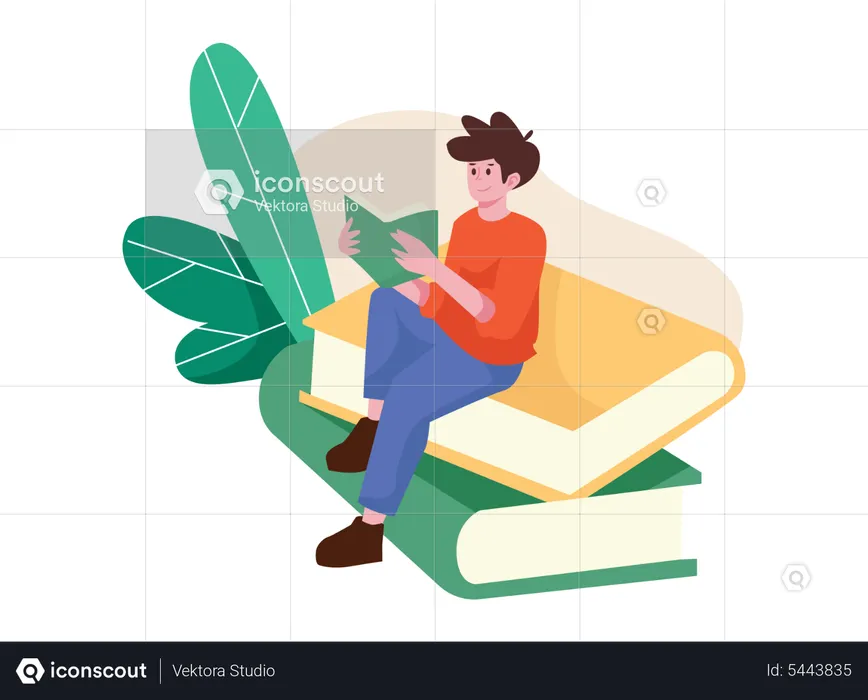 Boy preparing for exam  Illustration