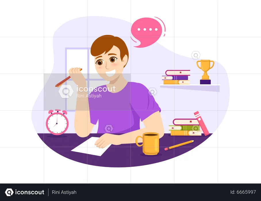 Boy Preparing For test  Illustration