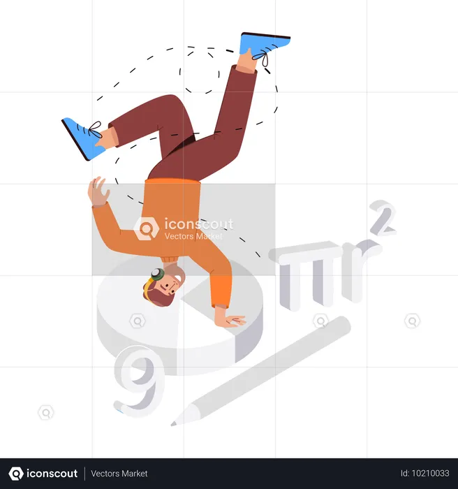 Boy preparing pi graph  Illustration