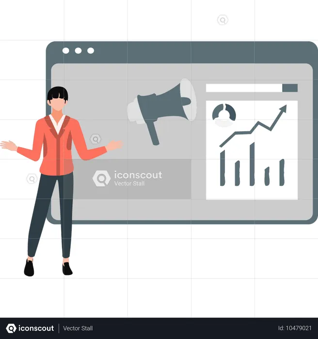 Boy presenting business growth graph  Illustration