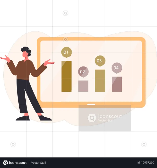 Boy presenting graph  Illustration