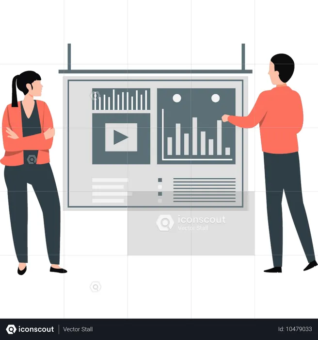 Boy presenting marketing dashboard  Illustration