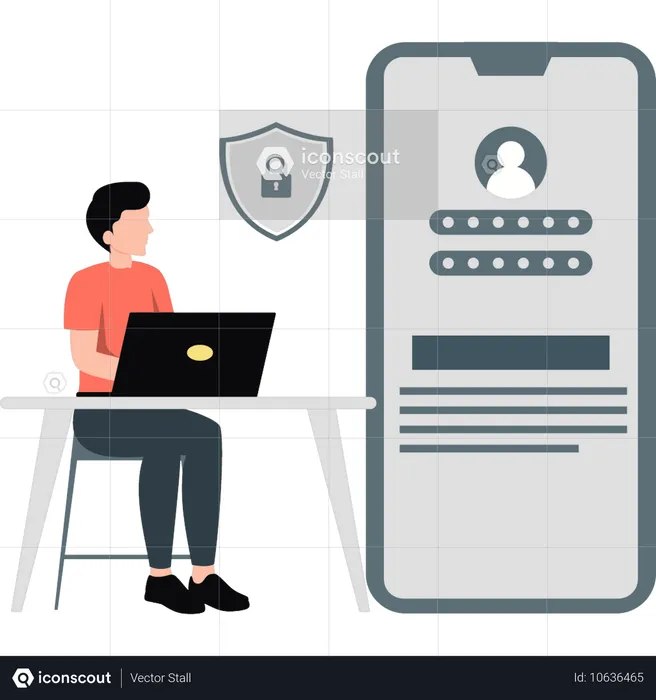 Boy presenting user password  Illustration