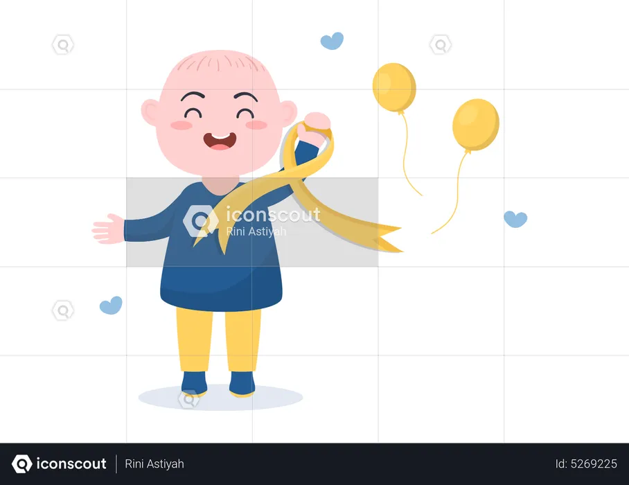 Boy promoting Cancer awareness  Illustration