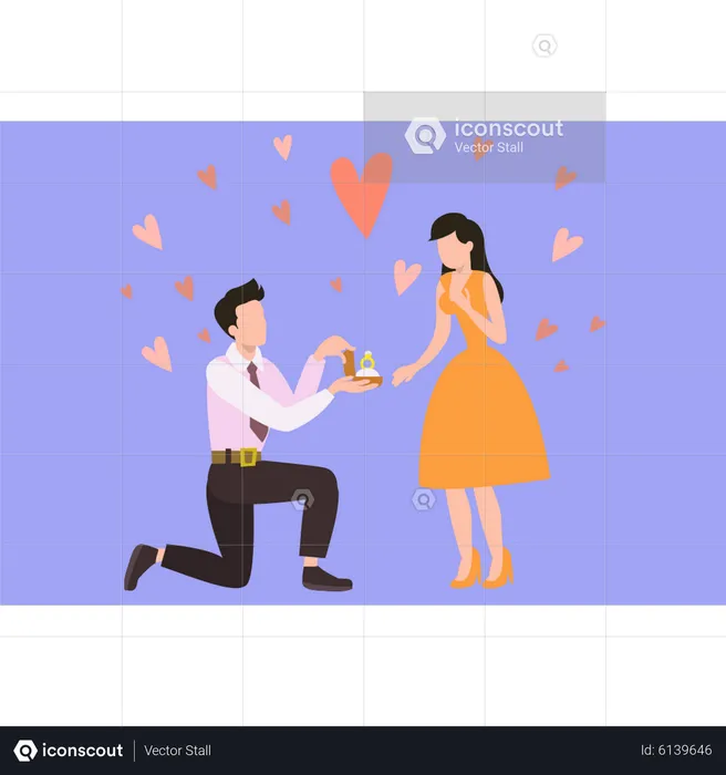 Boy proposed to girl by giving her ring  Illustration