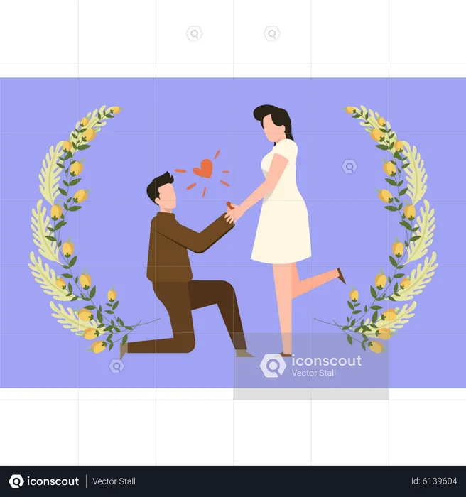 Boy proposed to girl on knees  Illustration