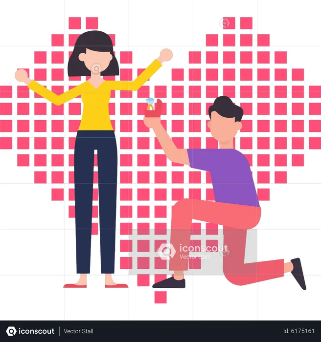 Boy proposed to girl on Valentine's Day  Illustration